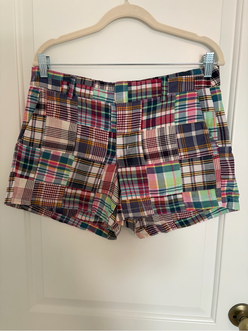Telluride Plaid Patch madras Preppy Cotton Women's Shorts - Multicolor